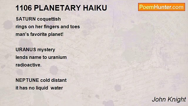 John Knight - 1106 PLANETARY HAIKU