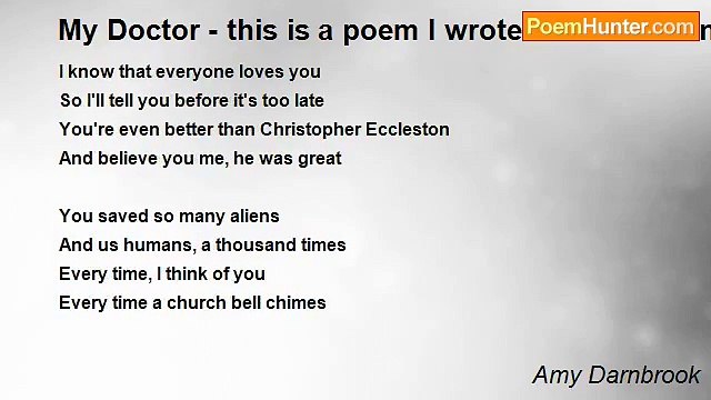 Amy Darnbrook - My Doctor - this is a poem I wrote for David Tennant when I found out he was leaving Doctor Who