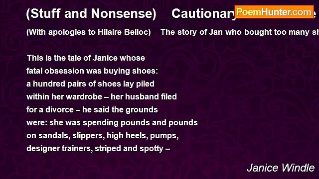 Janice Windle - (Stuff and Nonsense) Cautionary Tale: Janice who bought too many shoes