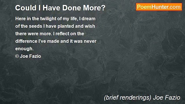 (brief renderings) Joe Fazio - Could I Have Done More?