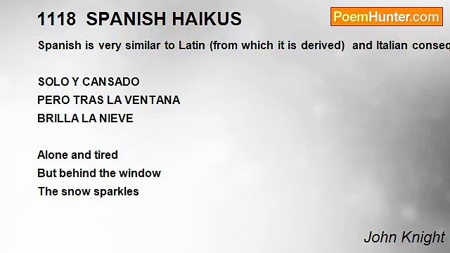 John Knight - 1118 SPANISH HAIKUS