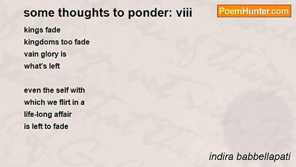 indira babbellapati - some thoughts to ponder: viii