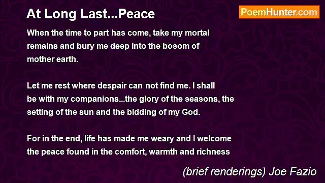 (brief renderings) Joe Fazio - At Long Last...Peace