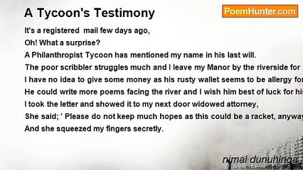 nimal dunuhinga - A Tycoon's Testimony