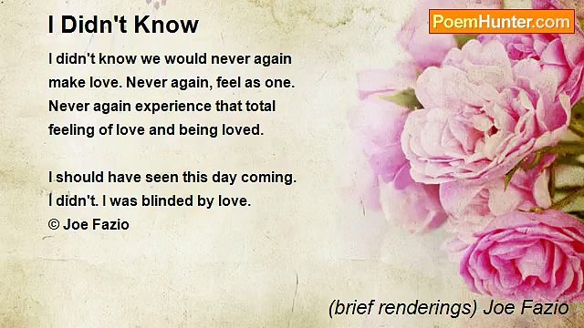 (brief renderings) Joe Fazio - I Didn't Know