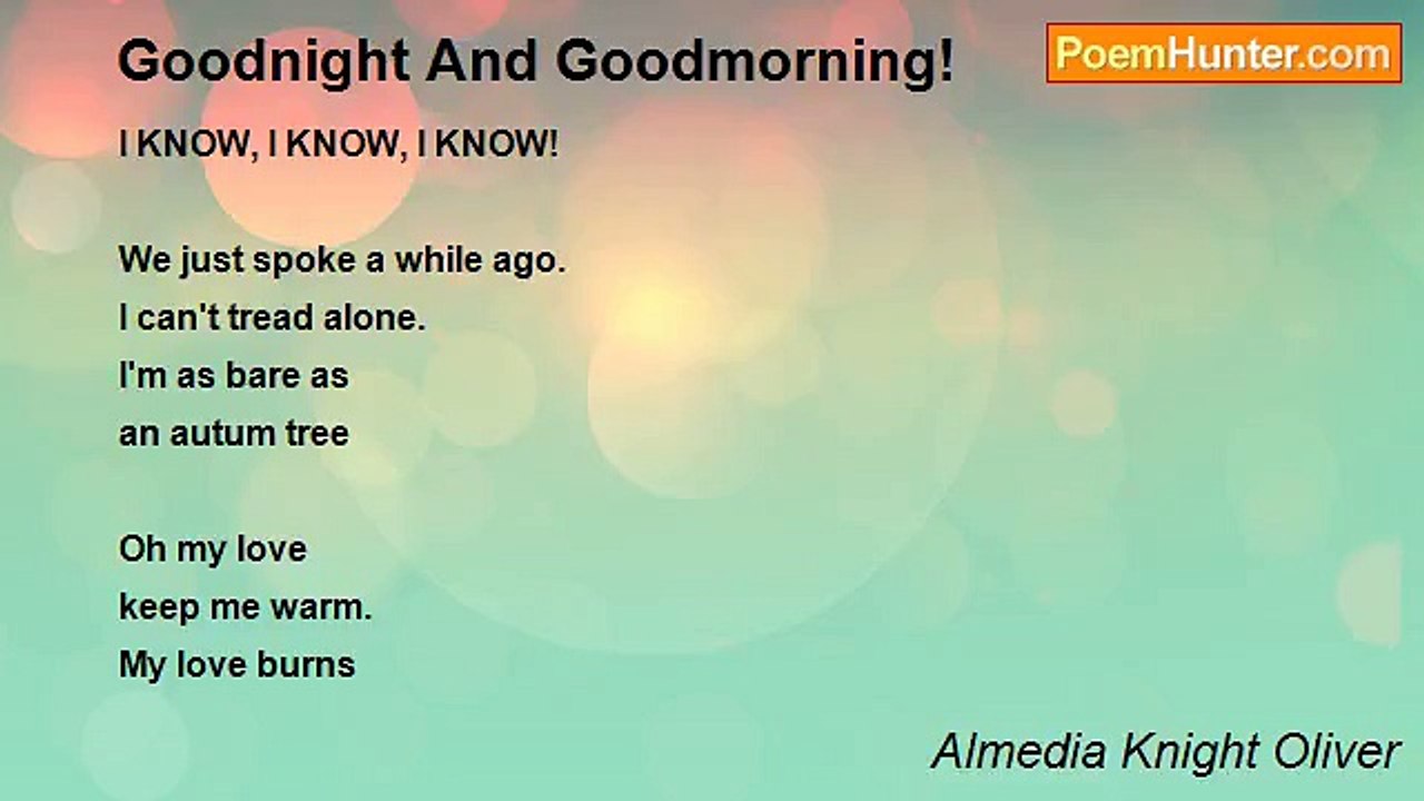Almedia Knight Oliver - Goodnight And Goodmorning!