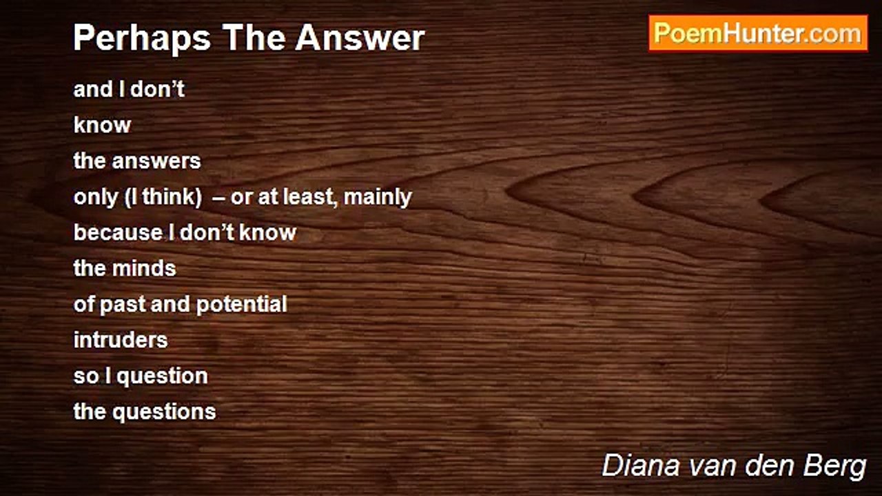 Diana van den Berg - Perhaps The Answer