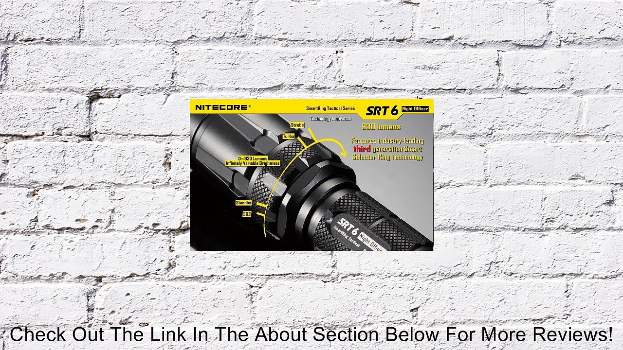 Nitecore SRT6 Night Officer (Black) 930 Lumens XM-L2 T6 LED Variable brightness Flashlight/searchlight with Genuine Nitecore NL186 18650 2600mAh Li-ion rechargeable battery, Nitecore i2 intelligent Charger, Car Charging Cable, Smith & Wesson LED CaraBeame