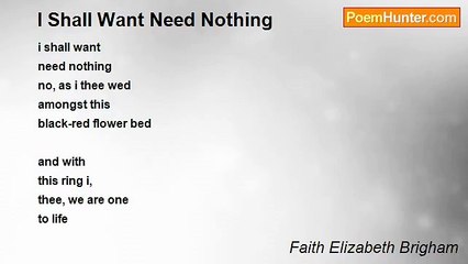 Faith Elizabeth Brigham - I Shall Want Need Nothing