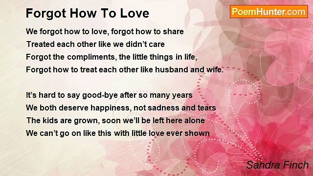 Sandra Finch - Forgot How To Love