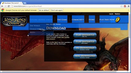 Tutorial For How To Download The LOTRO Client For Free Online On The LOTRO Website