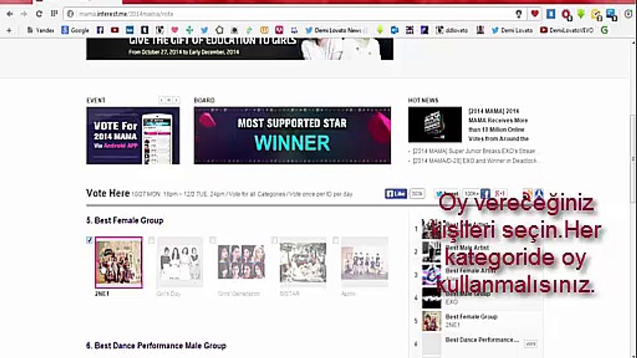 MAMA nasıl oy verilir?