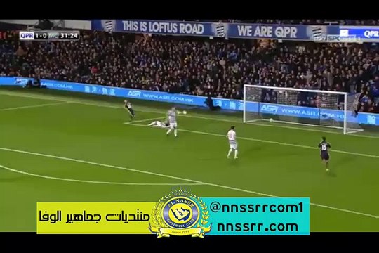 هدف التعديل لصالح مانشيستر سيتي ضد كوينز بارك رينجرز 1-1 عن طريق اغويرو