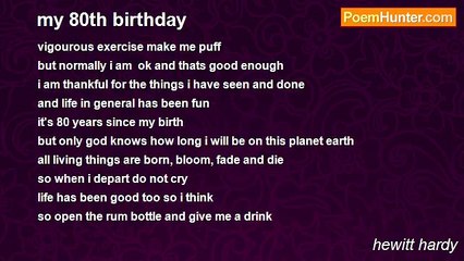 hewitt hardy - my 80th birthday