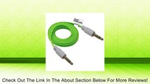 Cbus Wireless Green Flat Noodle Shape 3.3ft 3.5mm Male to Male Stereo Audio Auxiliary AUX Cable for PC iPod MP3 CAR