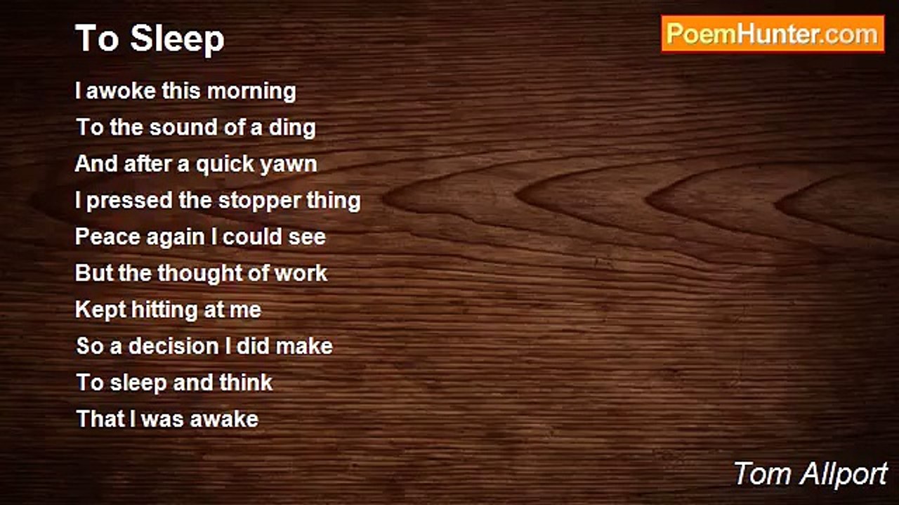 Tom Allport - To Sleep