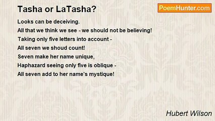 Hubert Wilson - Tasha or LaTasha?