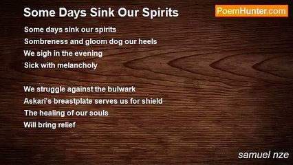 samuel nze - Some Days Sink Our Spirits