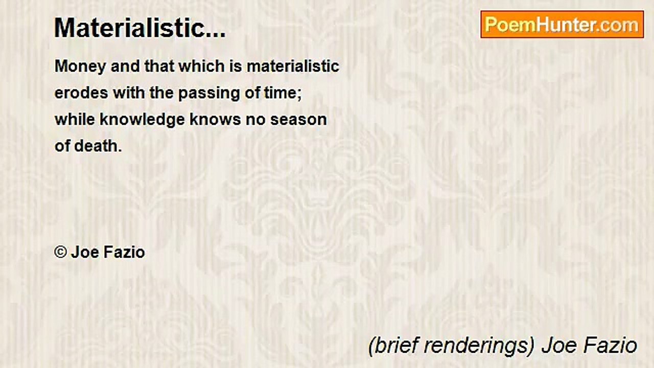 (brief renderings) Joe Fazio - Materialistic...