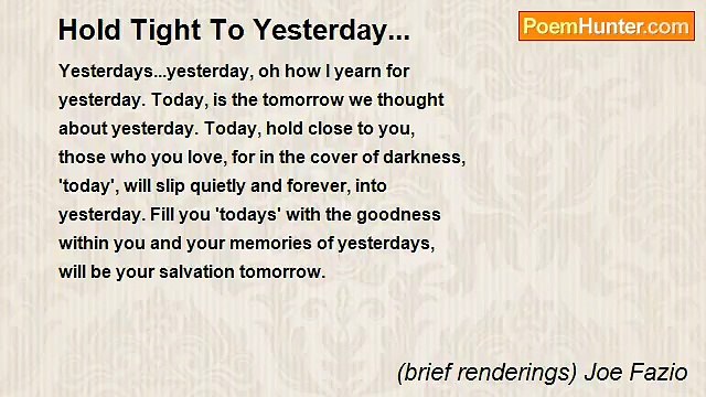 (brief renderings) Joe Fazio - Hold Tight To Yesterday...