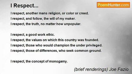 (brief renderings) Joe Fazio - I Respect...