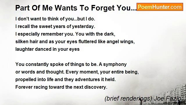(brief renderings) Joe Fazio - Part Of Me Wants To Forget You...