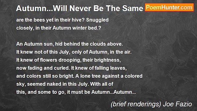 (brief renderings) Joe Fazio - Autumn...Will Never Be The Same