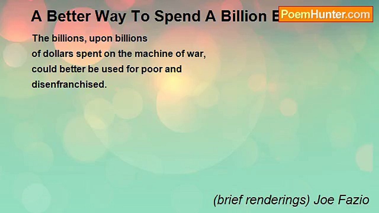 (brief renderings) Joe Fazio - A Better Way To Spend A Billion Bucks!