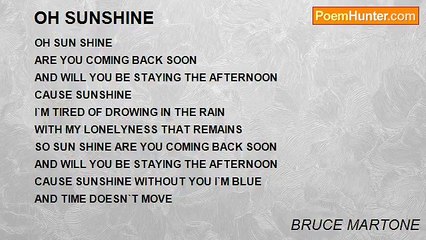 BRUCE MARTONE - OH SUNSHINE