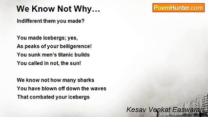 Kesav Venkat Easwaran - We Know Not Why…
