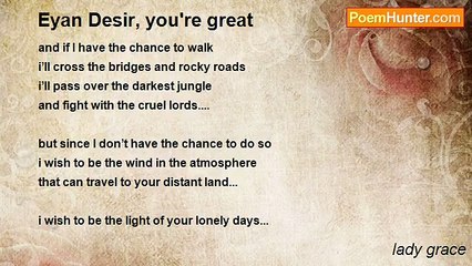 lady grace - Eyan Desir, you're great