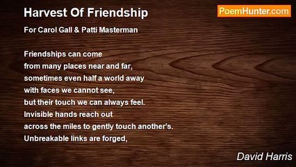 David Harris - Harvest Of Friendship