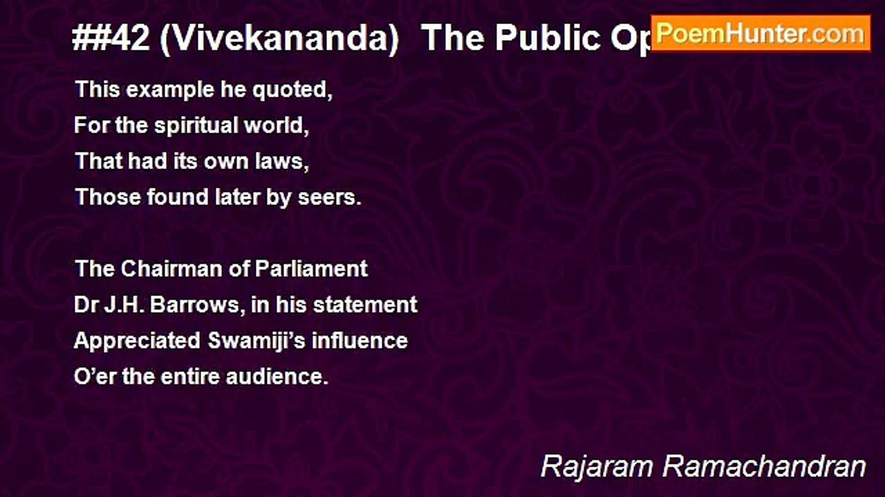 Rajaram Ramachandran - ##42 (Vivekananda)  The Public Opinion