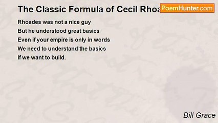 Bill Grace - The Classic Formula of Cecil Rhoades
