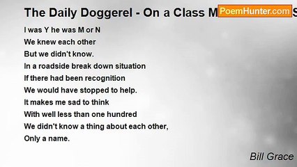 Bill Grace - The Daily Doggerel - On a Class Mate's Distant Suicide