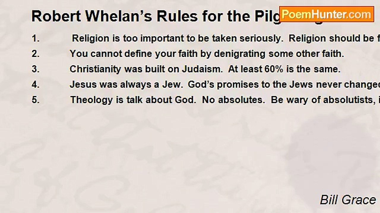 Bill Grace - Robert Whelan’s Rules for the Pilgrimage