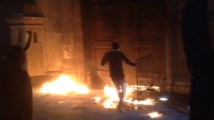 Protesters set doors of Mexico's ceremonial palace ablaze
