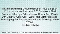 Nozlen Expanding Document Poster Tube Large 24 1/2 Inches up to 40 Inches - 3.5