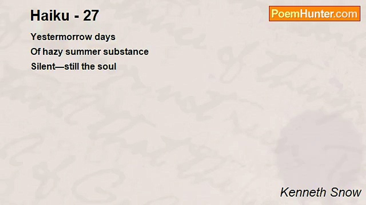 Kenneth Snow - Haiku - 27