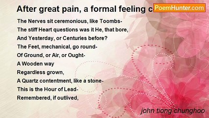 john tiong chunghoo - After great pain, a formal feeling comes-
