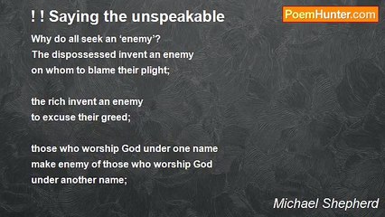 Michael Shepherd - ! ! Saying the unspeakable