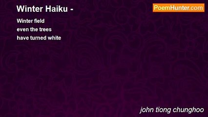 john tiong chunghoo - Winter Haiku -