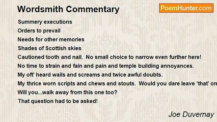 Joe Duvernay - Wordsmith Commentary