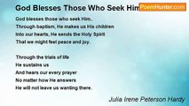 Julia Irene Peterson Hardy - God Blesses Those Who Seek Him