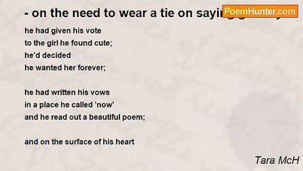 Tara McH - - on the need to wear a tie on saying goodbye