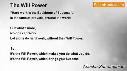 Anusha Subramanian - The Will Power