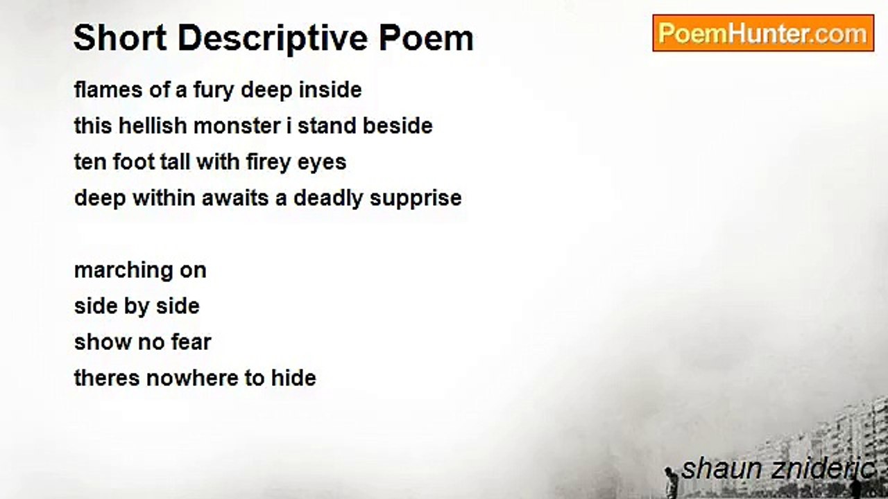 shaun znideric - Short Descriptive Poem