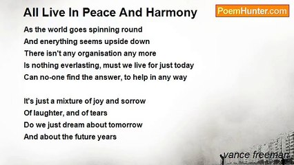 vance freeman - All Live In Peace And Harmony