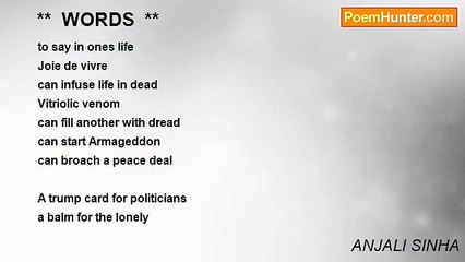 ANJALI SINHA - **  WORDS  **