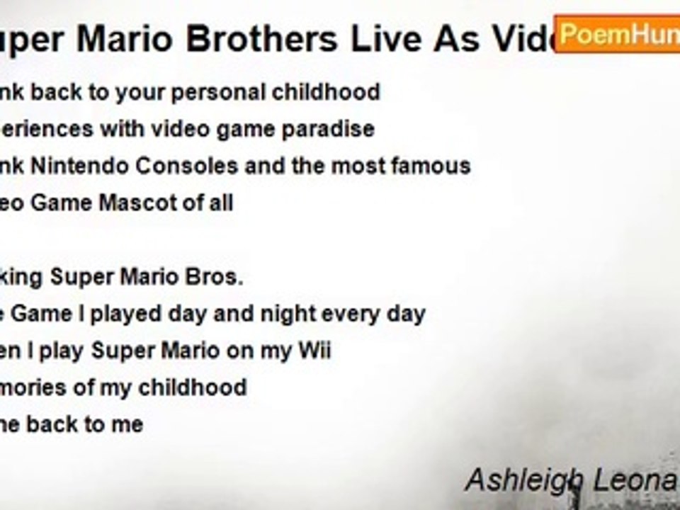 Ashleigh Leona Mellon - Super Mario Brothers Live As Video Gamer's Memory Paradise in Me